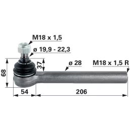 Gömbcsukló Valtra-Valmet - M18 x 1,5 IG