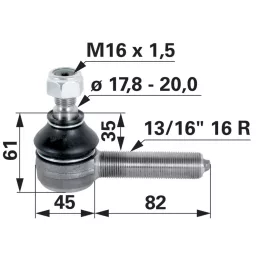   Gömbcsukló Landini - 13/16" x 16 R = 20,63 mm, hossz 127 mm