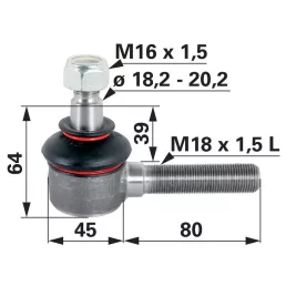Gömbcsukló Zetor - M18 x 1,5 L