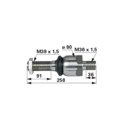 Axiálcsukló Valtra-Valmet - M36 x 1,5, hossz 258 mm