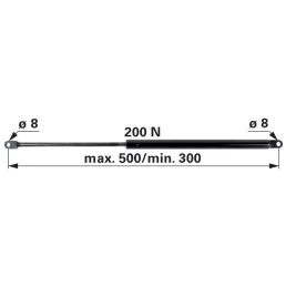   Gázrugó ajtókhoz és első ablakhoz Fiat 6-100.20.500 - 200 N, hossz 500 mm