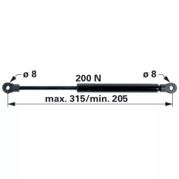   Gázrugó tetőnyíláshoz Zetor 62117932 - 200 N, hossz 315 mm