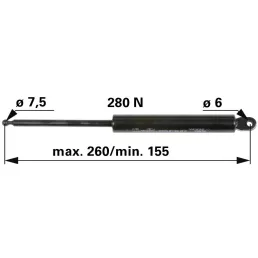 Gázrugó tetőnyíláshoz Fiat - 150 N, hossz 260 mm