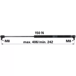   Gázrugó hátsó ablakhoz Lindner 3204511 - 150 N, hossz 406 mm