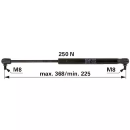   Gázrugó ajtóhoz, első és hátsó ablakhoz McCormick - 250 N, hossz 368 mm
