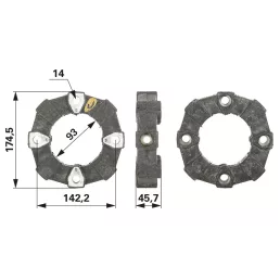   Gumi csatlakozó első melléklehajtáshoz Case IH - 93 x 174,5 mm
