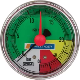   Glicerines manométer folyékony műtrágyaálló, 63 mm, 0-20/60 bar csatlakozó hátsó, 1/4 hüvelyk WIKA