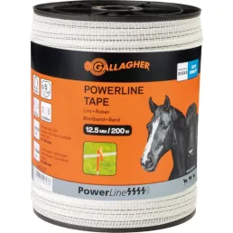  Villanypásztor szalag PowerLine Gallagher hossz 200 m, szélesség 12,5 mm, fehér-fekete 026237