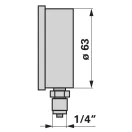 Manométer 60 bar, dm 63 mm, G1/4 U