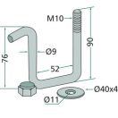 Magtakaró pálca tartó M10 50 x 50 mm-es kerethez
