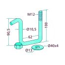 Magtakaró pálca tartó M12 60 x 60 mm-es kerethez