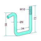 Magtakaró pálca tartó M10 30 x 30 mm-es kerethez