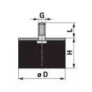 Rezgéscsillapító gumibak Gopart 4. típus M10 - 50 x 28 mm (V2A)