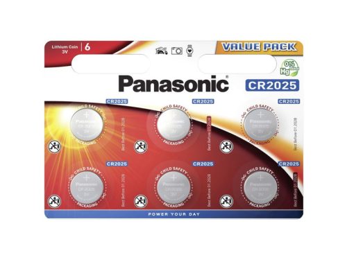 PANASONIC CR2025 lítium gombelem 3 V (6 db)