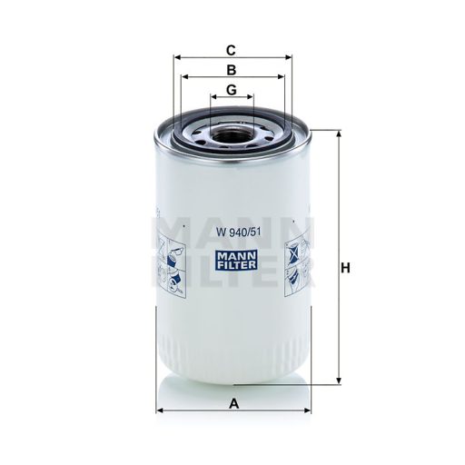 Hidraulikaolaj szűrő MANN-FILTER W94051 - New Holland