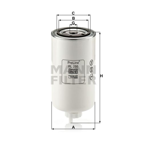 MANN FILTER Üzemanyagszűrő 565PL250 - Hürlimann