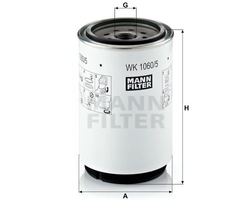 MANN FILTER Üzemanyagszűrő 565WK1060.5X - Ingersoll-Rand