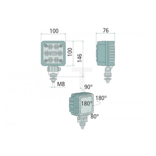 Longlife LED munkalámpa négyzet alakú 1200 lm 24 W