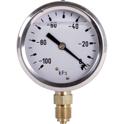 Vákuummérő Ø 63 mm, glicerinnel töltve, 1/4 coll KM nemesacél