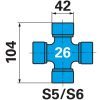 Walterscheid kardántengely W2600, 860 mm, SD35, külső villák nélkül perselyfenékkenéssel