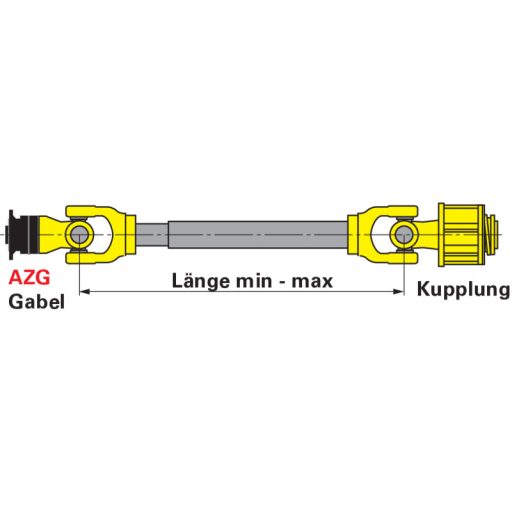 Walterscheid kardántengely W400E, 1010 mm, SD25, K34 dörzstárcsás nyomatékhatárolóval