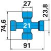 Weasler nagy hajlásszögű kardántengely AW21-80, 1210 mm, dupla