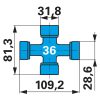 Weasler nagy hajlásszögű kardántengely AW36-80, 1210 mm, dupla, amerikai típus