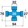 Weasler nagy hajlásszögű kardántengely AW35S-80, 1210 mm