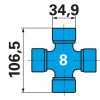 Weasler nagy hajlásszögű kardántengely AB8-80, 1210 mm, amerikai típus