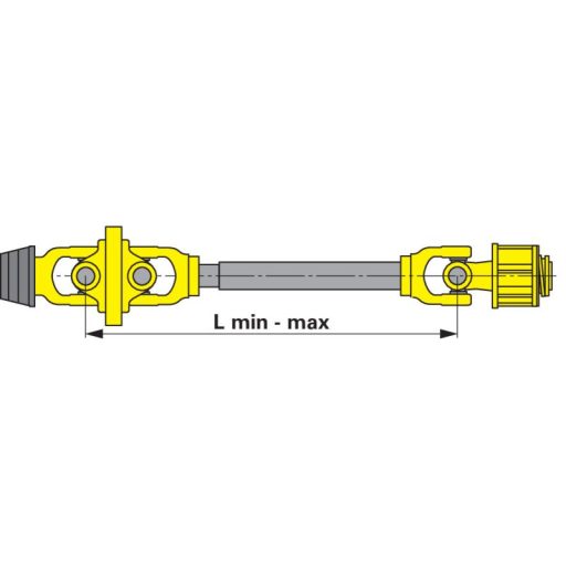 Walterscheid nagy hajlásszögű kardántengely WWE2380, SDF15, 1010 mm, K33 csillagracsnival, 900 Nm