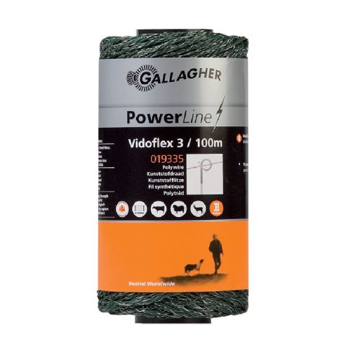 Gallagher villanypásztor zsinór Vidoflex 3 Power Line zöld 100 m 019335