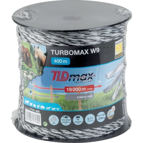 Horizont villanypásztor zsinór TURBOMAX W9, fehér/fekete/fehér, 400 m