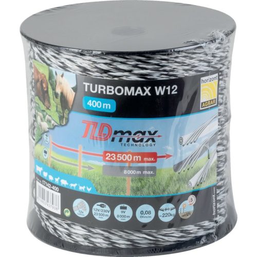 Horizont villanypásztor zsinór TURBOMAX W12, fehér/fekete/fehér, 400 m