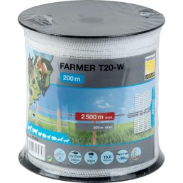 Horizont villanypásztor szalag FARMER T20-W, fehér, 200 m