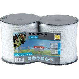   Horizont villanypásztor szalag FARMER T20-W, fehér, 2 x 200 m