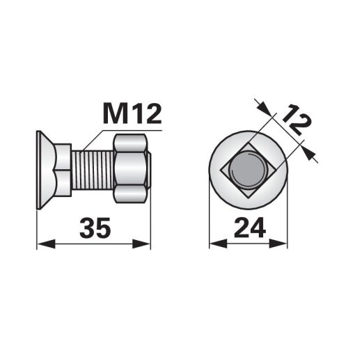 Rögzítőcsavar csomag 00228222 - M12 x 35 mm (10 db)
