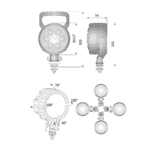Gopart Fényvető LED munkalámpa kör alakú 2500 lm 29 W