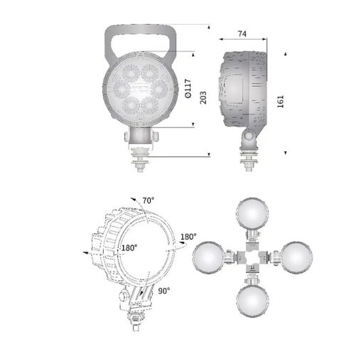 Gopart Fényvető LED munkalámpa kör alakú 1500 lm 24 W