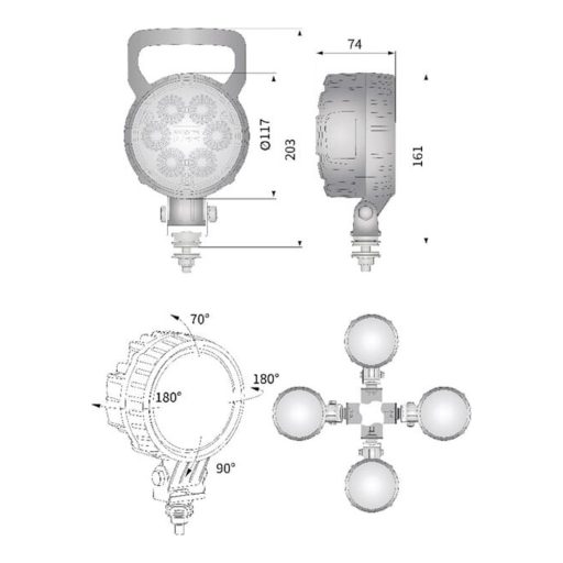 Gopart Spot LED munkalámpa kör alakú 1500 lm 24 W