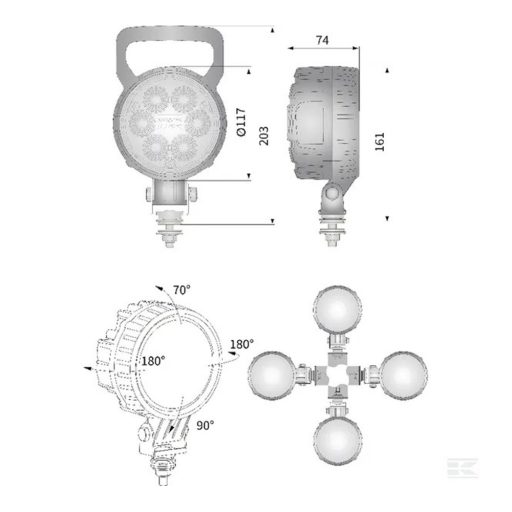 Gopart Fényvető LED munkalámpa kör alakú 1500 lm 24 W