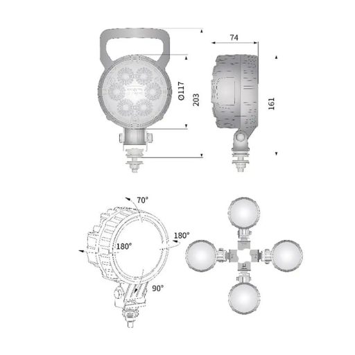 Gopart Spot LED munkalámpa kör alakú 1500 lm 24 W