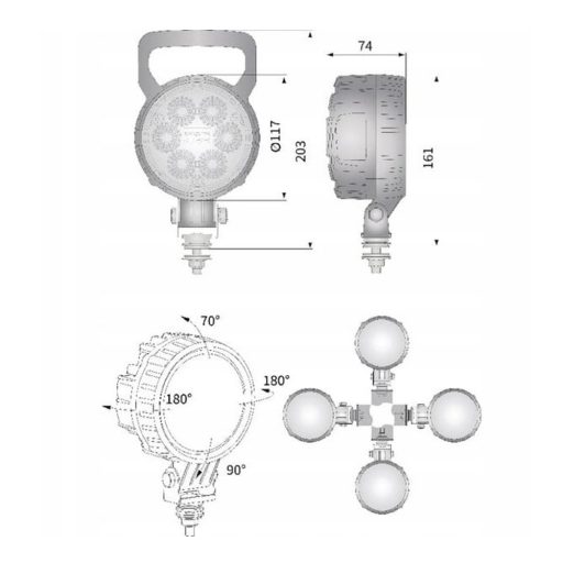 Gopart Spot LED munkalámpa kör alakú 2000 lm 25 W