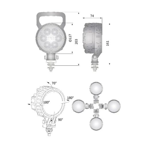 Gopart Fényvető LED munkalámpa kör alakú 2500 lm 29 W