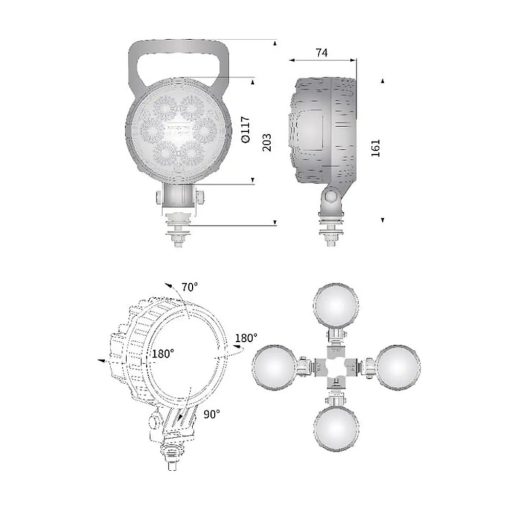 Gopart Spot LED munkalámpa kör alakú 2500 lm 29 W