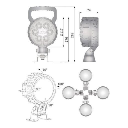Gopart Spot LED munkalámpa kör alakú 2000 lm 25 W