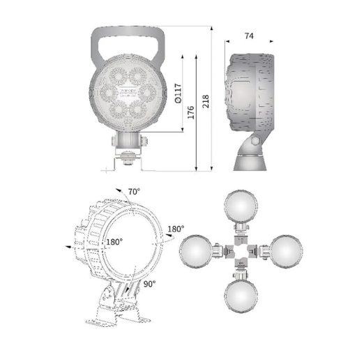 Gopart Spot LED munkalámpa kör alakú 2000 lm 25 W