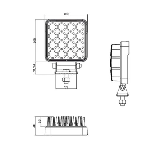 Gopart Fényvető LED munkalámpa négyzet alakú 3040 lm 25 W