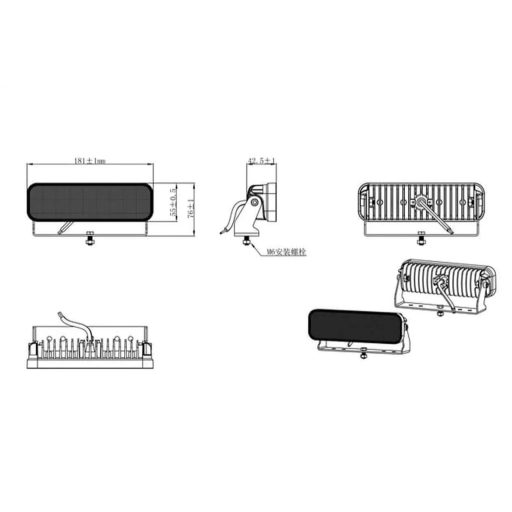 Gopart Fényvető LED munkalámpa téglalap alakú 3960 lm 54 W