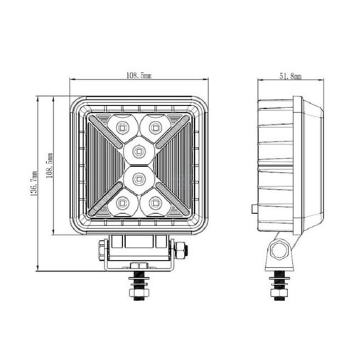 Gopart Fényvető LED munkalámpa négyzet alakú 2400 lm 31 W