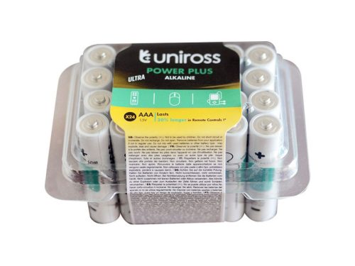 UNIROSS AAA/mikro tartós alkáli elem 1,5 V (24 db)